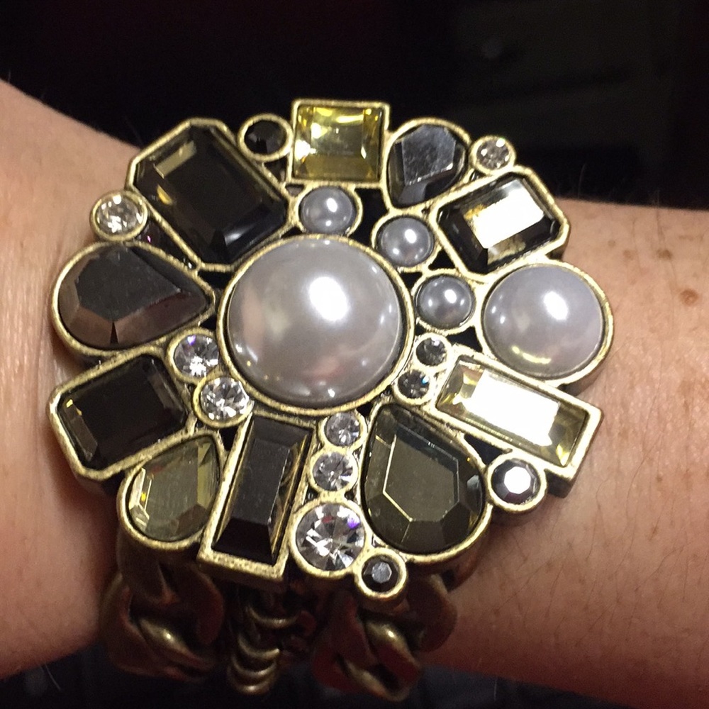Lia Sophia Athena Gold Statement Bracelet Flower